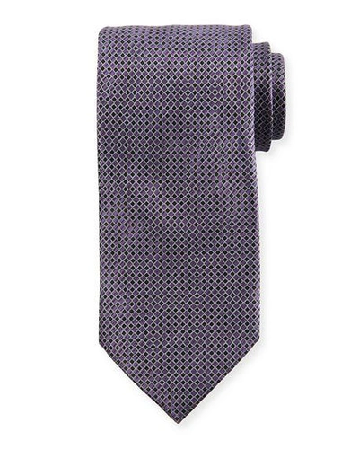 Brioni Micro Squares Silk Tie In Purple