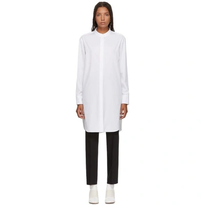 Jil Sander Long Poplin Shirt In 100 White