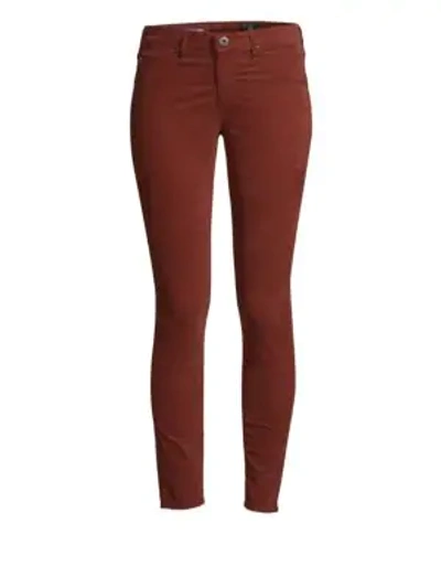 Ag The Legging Corduory Skinny Ankle Jeans In Tannic Red