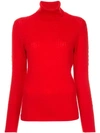 THOM BROWNE THOM BROWNE TURTLE-NECK FITTED SWEATER - RED