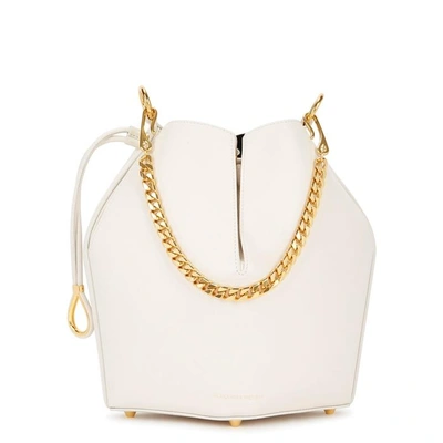 Alexander Mcqueen The Bucket Shiny Calf Shoulder Bag - Golden Hardware In Off White