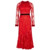 THREE FLOOR SPLIT TEASE EMBROIDERED LACE GOWN