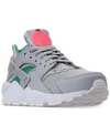 Nike Men's Air Huarache Run Running Sneakers From Finish Line In Wolf Grey/sunset Pulse-