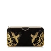 JIMMY CHOO ELLIPSE Black Suede Clutch Bag with Gold Bird Embroidery,ELLIPSEUBB S