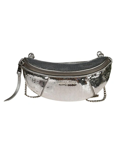 Miu Miu Sequined Belt Bag In Silver