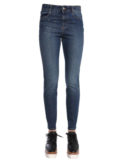 Stella Mccartney High Waist Skinny Fit Jeans With Star Shaped Studs In Blue