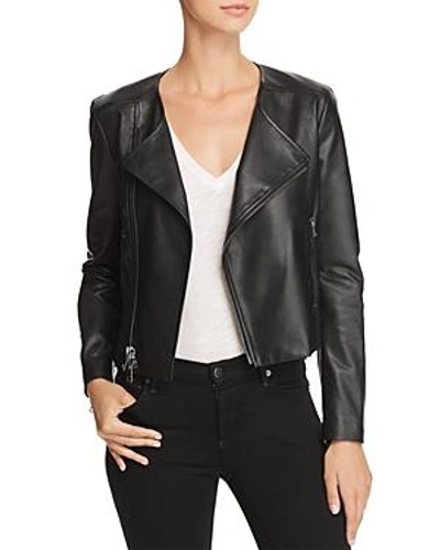 Theory Clean Leather Moto Jacket In Black