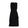 PAISIE V-Neck Dress With Asymmetric Side Frill In Black