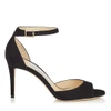 JIMMY CHOO ANNIE 85 BLACK SUEDE PEEP TOE SANDALS,ANNIE85SUE S