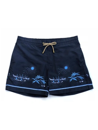 Thorsun Titan-fit Volcano-print Swim Shorts In Navy
