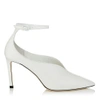 JIMMY CHOO SONIA 85 White Calf Leather Pointy Toe Pumps