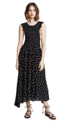 Free People Smocked Polka-dot Dress In Black Combo