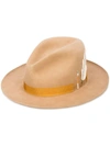 NICK FOUQUET FEATHER PATCH FEDORA HAT