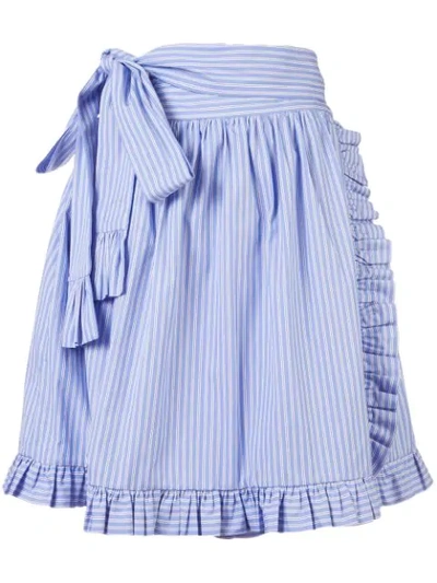 Stella Mccartney Striped Ruffle-trimmed Skirt Blue