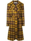 AALTO AALTO CHECKED BELTED COAT - BROWN