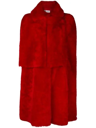 Lanvin 皮毛一体羊皮斗篷 In Red