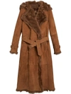 BURBERRY BURBERRY TRENCHCOAT AUS SHEARLING - BRAUN