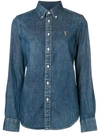 Polo Ralph Lauren Blue Shirt With Classic Collar And Pony Embroidery On The Front In Denim Woman In Blue