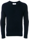 AMI ALEXANDRE MATTIUSSI CREW NECK ELBOW PATCHES FISHERMAN'S RIB SWEATER