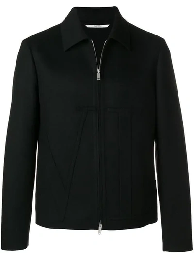 Valentino Vltn-appliqué Wool-blend Jacket In Black
