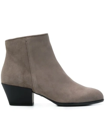 Hogan Leather Ankle Boots In Neutrals