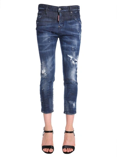 Dsquared2 Cool Girl Cropped Fit Jeans In Blue