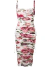 DOLCE & GABBANA DOLCE & GABBANA DRAPED FLORAL DRESS - WHITE