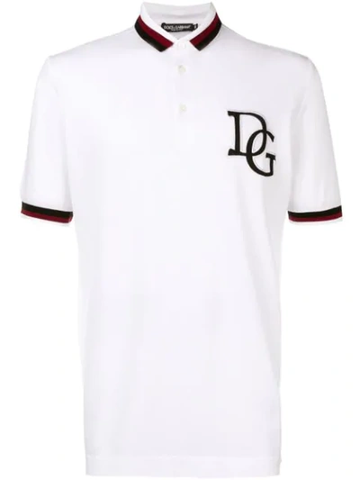 Dolce & Gabbana Dg Logo全棉polo衫 In White