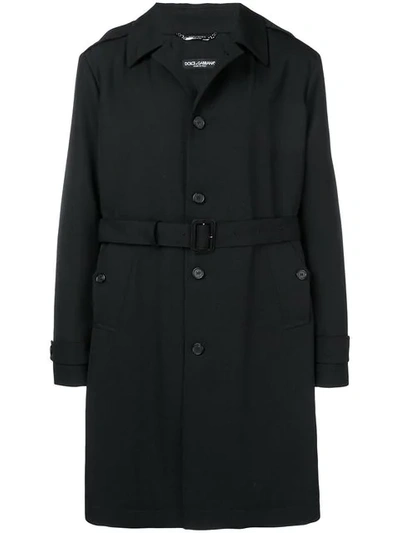Dolce & Gabbana Single-breasted Trench Coat In Black