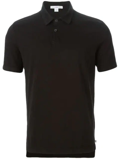 James Perse Slim Fit Sueded Jersey Polo In Black