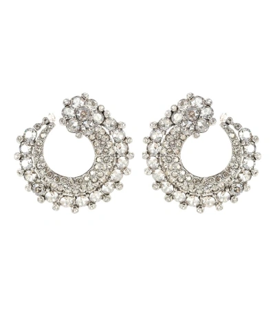 Oscar De La Renta Crystal Embellished Earrings In Silver