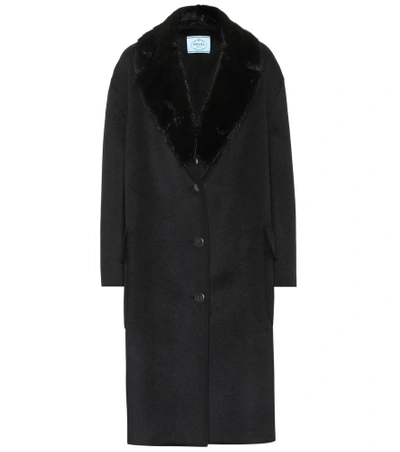 Prada Wool, Angora And Cashgora Coat In Black