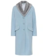 MIU MIU WOOL AND ANGORA-BLEND FUR-TRIM COAT,P00335524