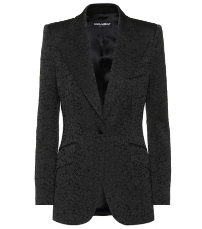 Dolce & Gabbana Double Breasted Jacquard Blazer In Black