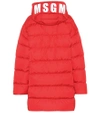 MSGM LOGO HOODED QUILTED COAT,P00332661