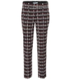 Prada Printed Wool-twill Straight-leg Pants In Nero