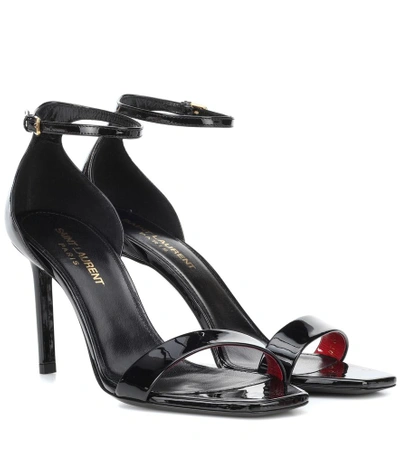 Saint Laurent Patent Ankle-strap High-heel Sandals In Black