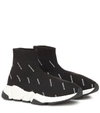 Balenciaga Speed Logo-print Stretch-knit High-top Sneakers In Black