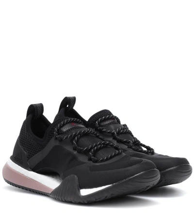 Adidas By Stella Mccartney Pureboost X Tr 3.0 Mesh Sneakers, Black/smoked Pink In Core Black/smocked Pink/maroon