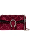 GUCCI Dionysus patent leather-trimmed embossed velvet shoulder bag