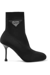 PRADA LOGO-APPLIQUÉD STRETCH-KNIT SOCK BOOTS