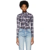 VETEMENTS WHITE CHECK SHIRT-PRINT BODYSUIT