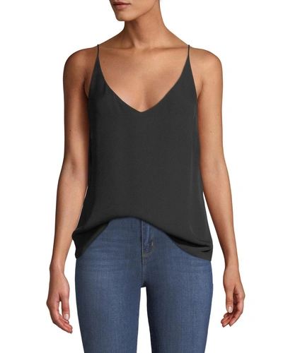 L Agence Gabriella Silk V-neck Tank In Black