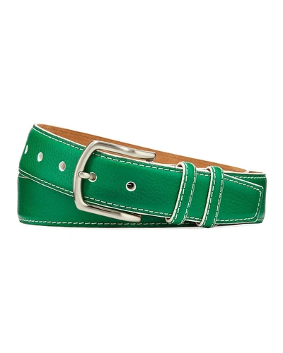 W. Kleinberg Men's South Beach Pebbled Leather Belt In Light Green