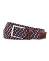 W. Kleinberg Men's Sport Stretch Belt With Crocodile-trim, Wine