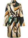 ROCHAS PRINTED BELTED COAT