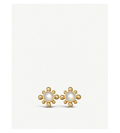 Astley Clarke 18-carat Yellow Gold Vermeil And Mother-of-pearl Mini Floris Studs