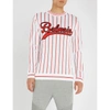 BALMAIN LOGO-EMBROIDERED STRIPED KNITTED JUMPER