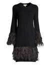 MICHAEL MICHAEL KORS Feather Trim Sweater Dress