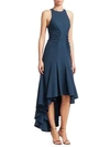 HALSTON HERITAGE Ruched High-Low Dress